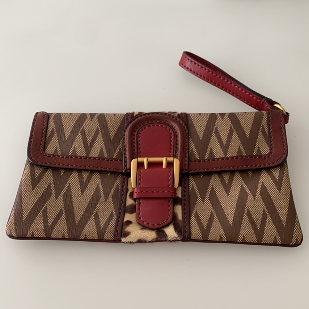 Valentino Garavani Brown and Red Clutch